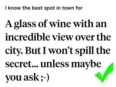 good answer to the Best Spot In Town Hinge prompt