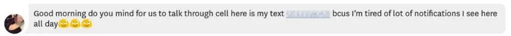 Example of a message that's from a bot