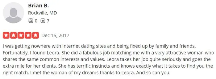 5-star review for Leora Hoffman on Yelp