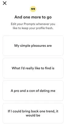 Bumble prompt menu options