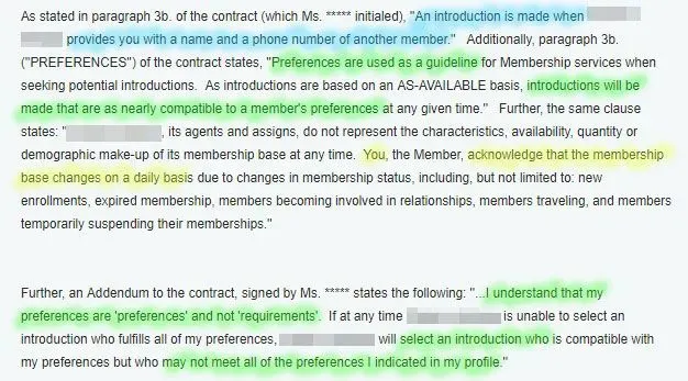 matchmaking contract language