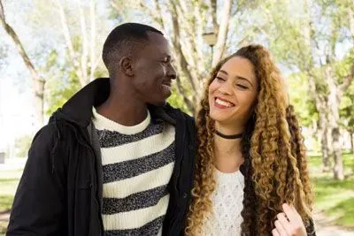 Couple enjoying a walk in a park