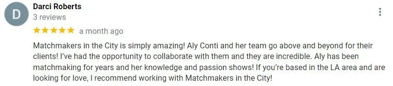Darci Roberts review for Matchmakers In The City