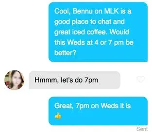 Date details in a Tinder message