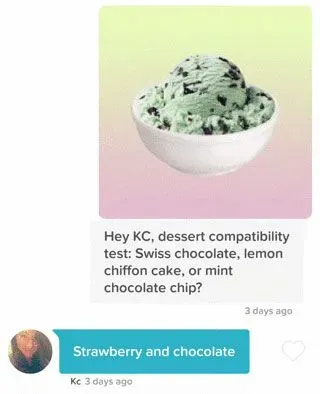Tinder dessert compatibility test to send a woman you like 