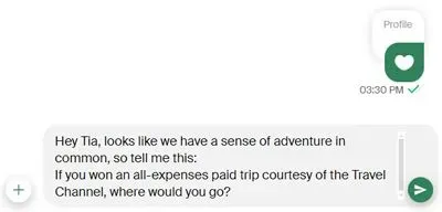 Example of a great message to send on eHarmony