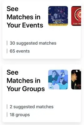 Event and Group matches in Facebook Dating