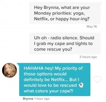 follow up Tinder message example