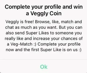 Veggly free Coin notification