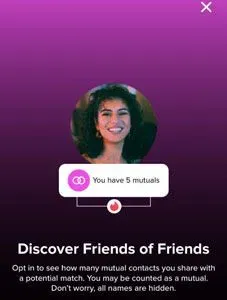 Friends of Friends screen on Tinder