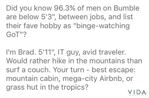 Funny Bumble men's bio idea