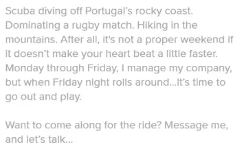 good badoo profile example