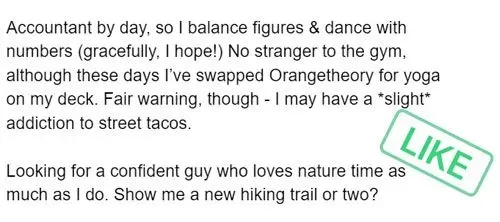 Good dating app bio example for girls