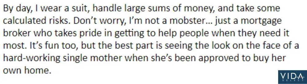 great Match profile example for men