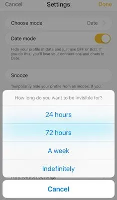 hide your profile on Bumble