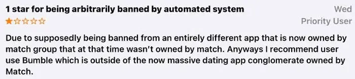 1-star App Store Hinge review