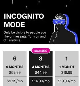 Incognito Mode cost on OkCupid