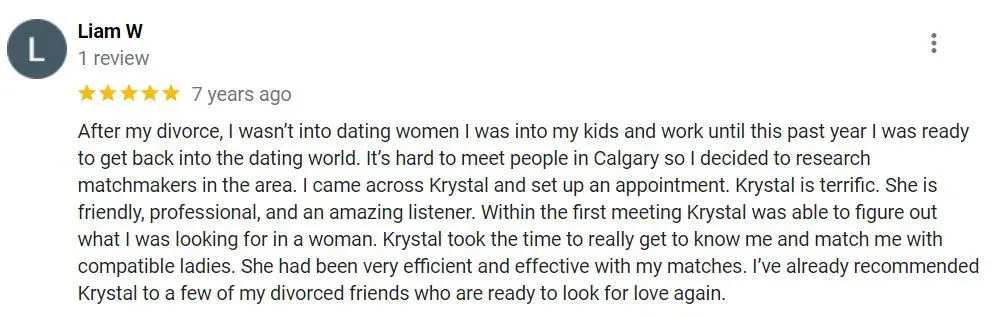 5-star Google for Krystal Walter Matchmaking