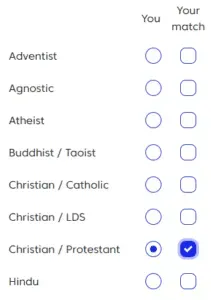 match christian preference