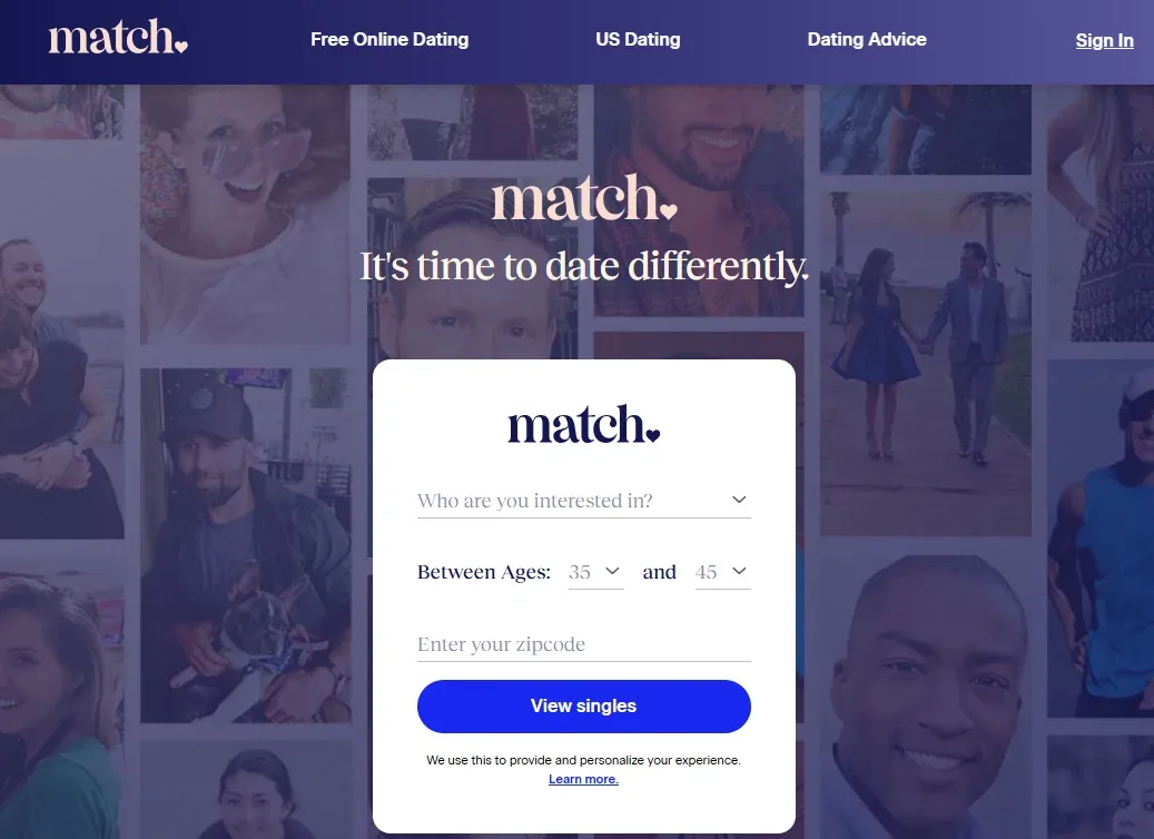 Match is a dating site for singles looking for a serious relationship