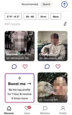 Match Boost search results
