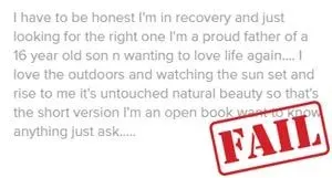 Don't include past drama or current struggles in your bio.