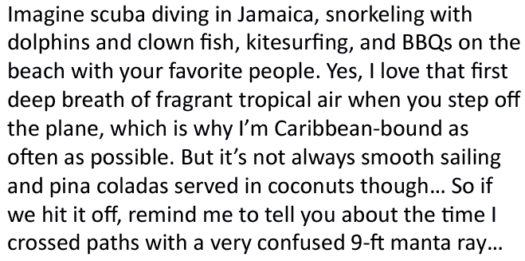 online dating profile example