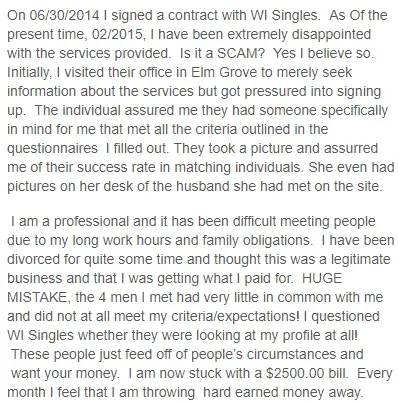 ripoff report wisconsin singles