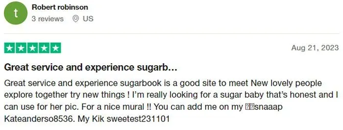 5-star Sugarbook review on Trustpilot