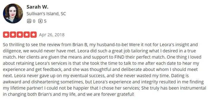 Leora Hoffman 5-star Yelp review