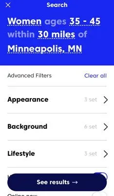 searching on match app