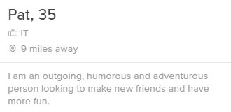 Example of a bad About Me on Tinder