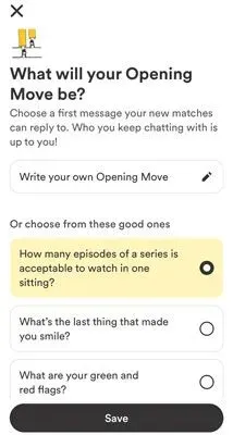Opening Move screen on Bumble