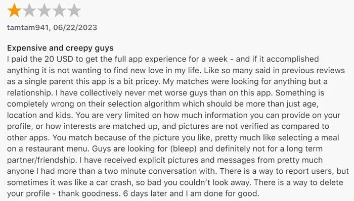 1-star App Store review for Stir