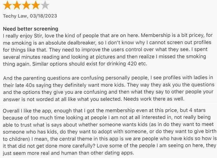 4-star Stir dating app review