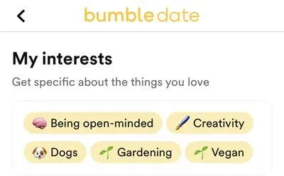 vegan tag on Bumble profile