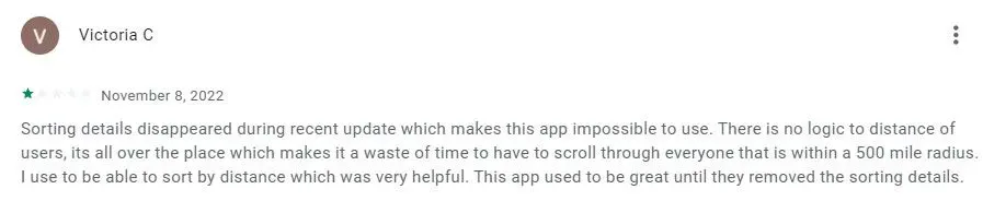 1-star Veggly review on Google Play