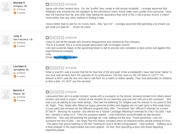 yelp reviews DC singles